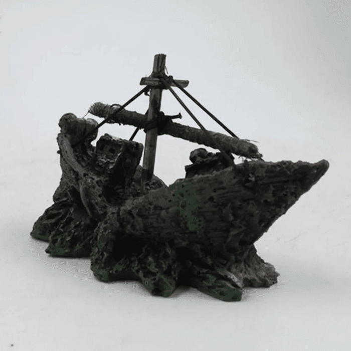 Fish Tank Decoration - Aquarium Accessories,Shipwreck Decor,Resin Material Sunken Ship Decorations for Fish Favors, Multi,4.9"X2.5"X3.7" - Image 5