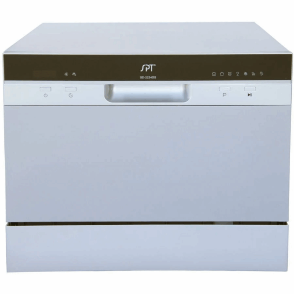6 Place Settings Silver Countertop Dishwasher with Delay Start and LED Display