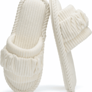 Fuzzy Open Toe Slippers for Women Indoor Cozy Memory Foam Slip on House Slides Shoes Gifts for Womens Her Mom