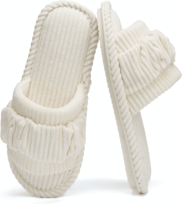 Fuzzy Open Toe Slippers for Women Indoor Cozy Memory Foam Slip on House Slides Shoes Gifts for Womens Her Mom