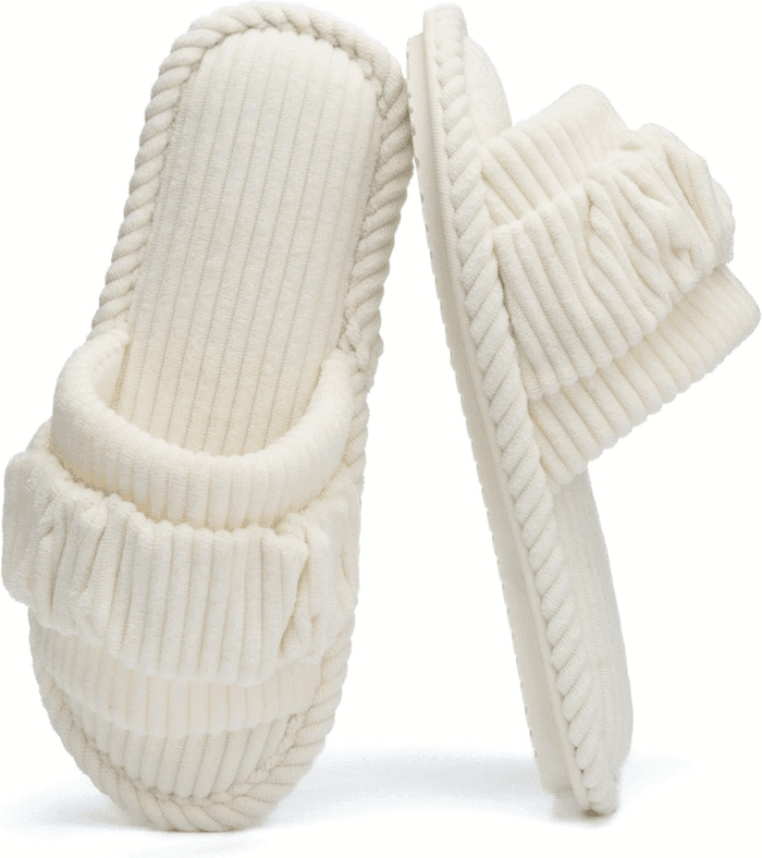 Fuzzy Open Toe Slippers for Women Indoor Cozy Memory Foam Slip on House Slides Shoes Gifts for Womens Her Mom