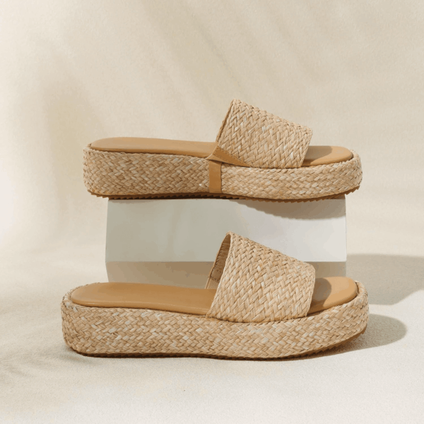 Platform Slip on Espadrille Sandals for Women Wedges Slides Bohemia Sandals Flatform Open Toe Beach Sandals - Image 2
