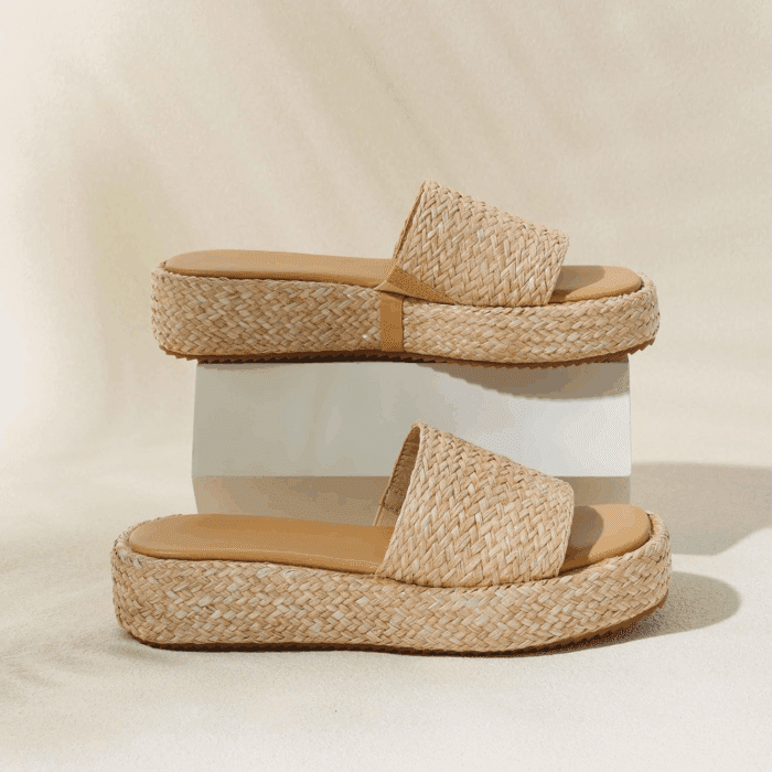 Platform Slip on Espadrille Sandals for Women Wedges Slides Bohemia Sandals Flatform Open Toe Beach Sandals - Image 2