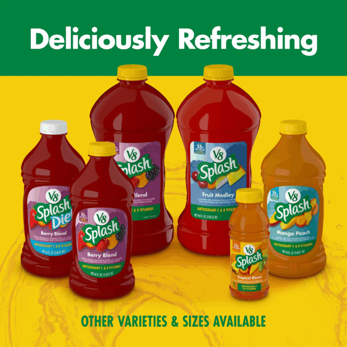 V8 Splash Tropical Blend Flavored Juice Beverage, 64 Fl Oz Bottle - Image 7