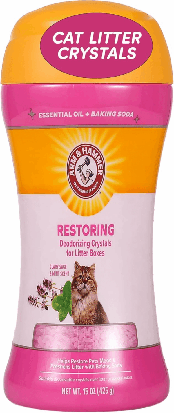 Restoring Cat Litter Box Deodorizing Crystals, Clary Sage & Mint Scent - Cat Smell Eliminator for Home, Odor Control, Cat Litter Crystals, Cat Essentials, 15 Ounce