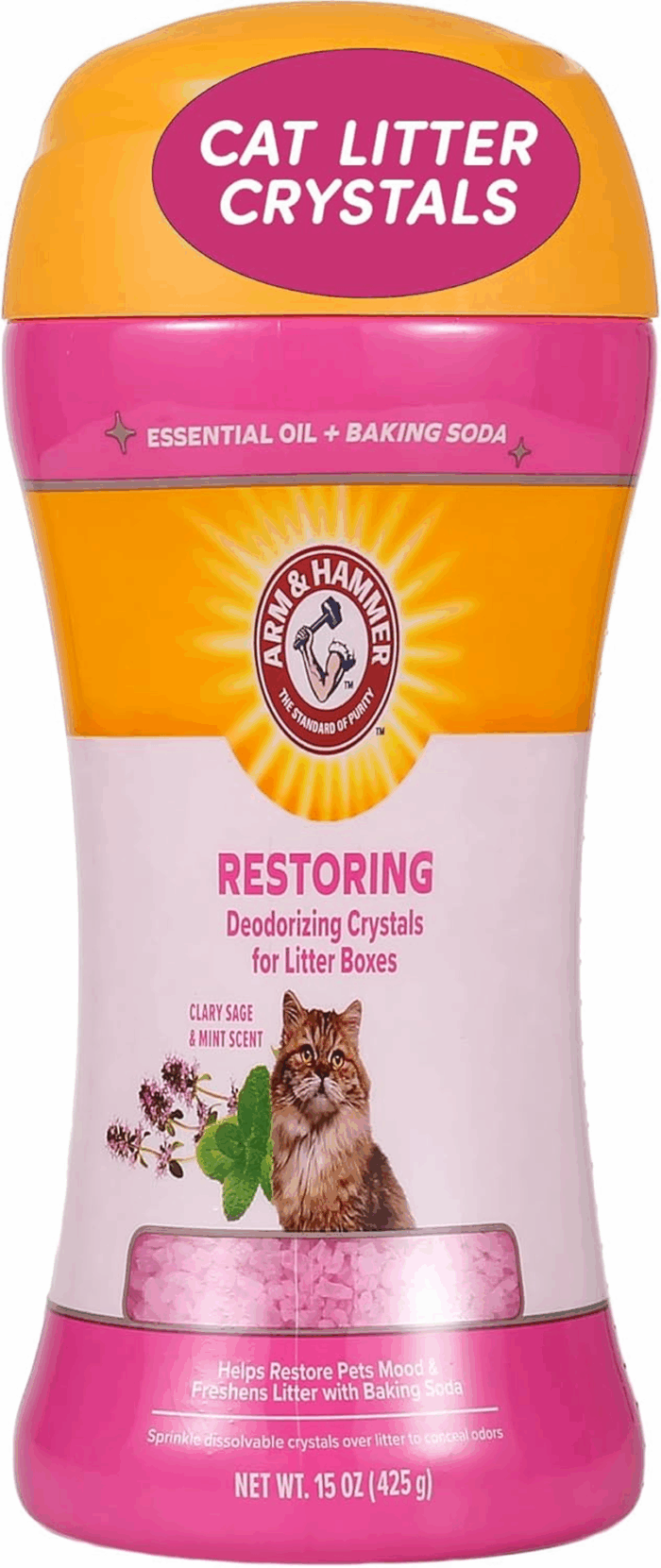 Restoring Cat Litter Box Deodorizing Crystals, Clary Sage & Mint Scent - Cat Smell Eliminator for Home, Odor Control, Cat Litter Crystals, Cat Essentials, 15 Ounce