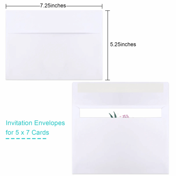 50 Packs 5X7 Envelopes, White A7 Envelopes, 5X7 Envelopes for Invitations, Printable Invitation Envelopes, Envelopes Self Seal for Weddings, Invitations, Photos, Postcards, Greeting Cards, Mailing - Image 7