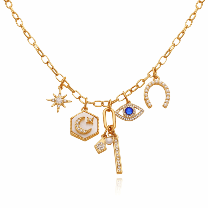 Women'S Gold-Tone Interchangeable Love Theme Charms Necklace. - Image 10