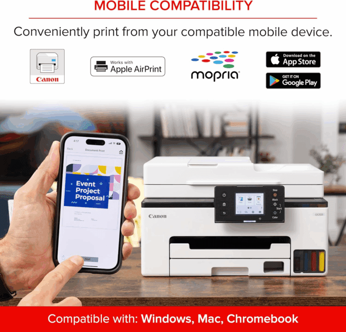 Megatank GX2020 All-In-One Wireless Supertank [Megatank] Printer | Print, Copy and Scan| Mobile Printing |2.7" LCD Color Touchscreen | Auto Document Feeder and Auto Duplex Printing - Image 5