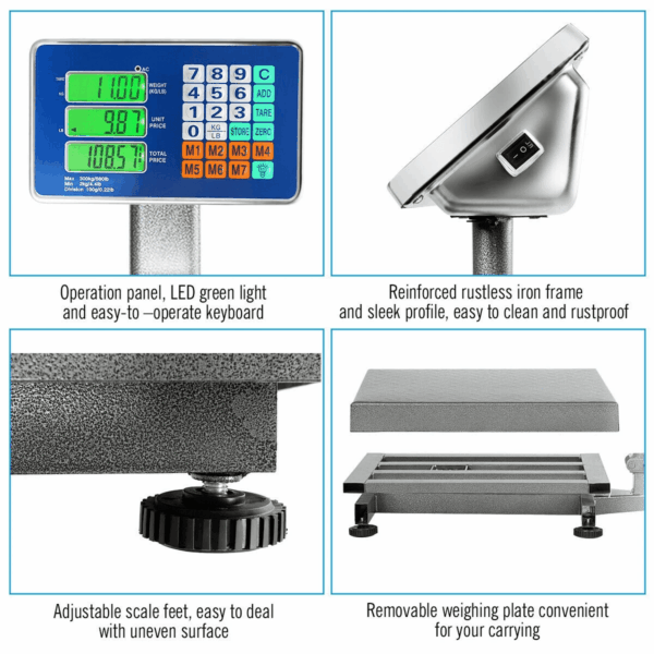 660Lbs Weight Platform Scale Digital Floor Folding Scale Postal Shipping Mailing - Image 7