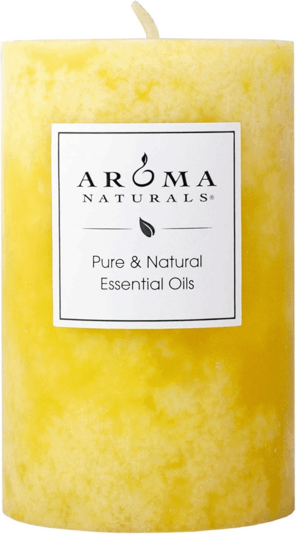 Essential Oil Orange and Lemongrass Scented Pillar Candle, Ambiance, 2.5 Inch X 4 Inch, Yellow