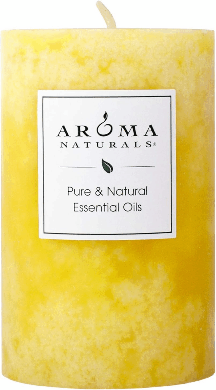 Essential Oil Orange and Lemongrass Scented Pillar Candle, Ambiance, 2.5 Inch X 4 Inch, Yellow