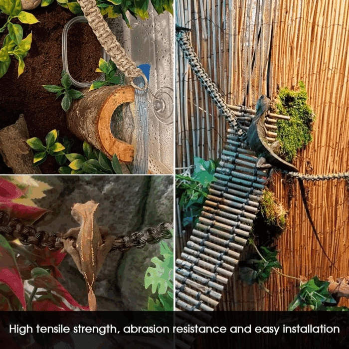 2 Pcs Reptile Vines for Climbing Bendable Jungle Vines Made of Handmade Umbrella Cord Weaving Rope Decor with 3 Suction Cup Accessories for Chameleon Crab Lizards Snakes Gecko Frog Hermit Crab - Image 7