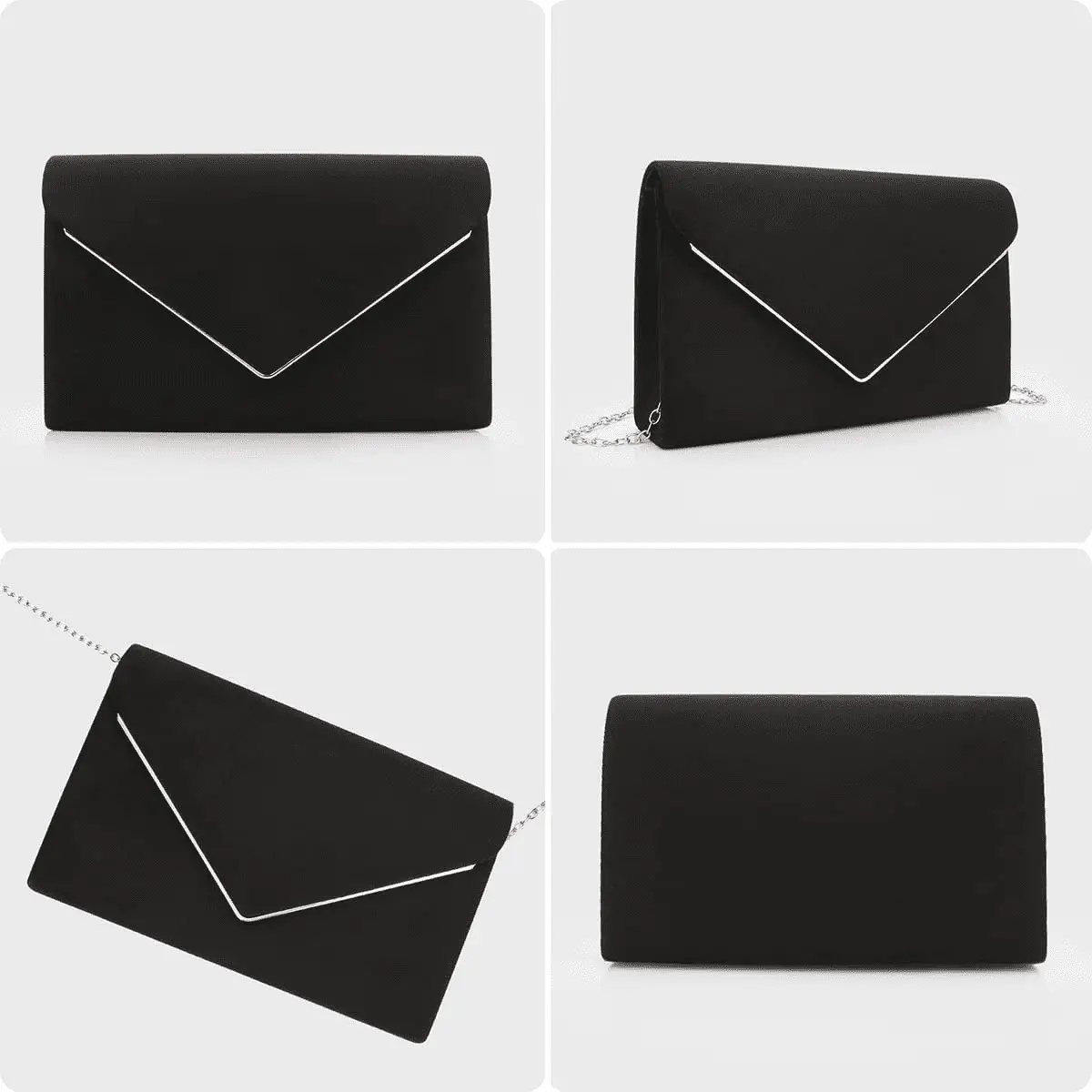 Clutch Purse for Women Evening Bags Handbags for Wedding Party Cocktail Prom Faux Suede Crossbody Shoulder Bag - Image 7