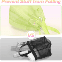 Mesh Shower Caddy Portable with Drawstring, Dorm Room Essentials for College Students Girls & Boys, Large Shower Bag for Camping,Swimming,Gym,Travel,Bathroom - Green - Image 2