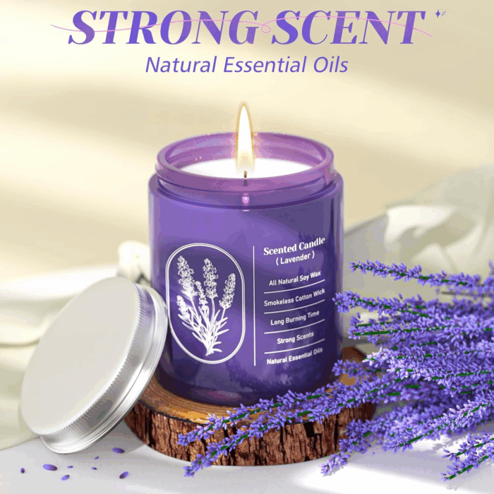 Lavender Candles for Home Scented, 7.6 Oz Purple Jar Candle, Natural Fragrance for Women, 40 Hour Long-Lasting Burn Scented Candle for Birthday - 1 Pack - Image 4
