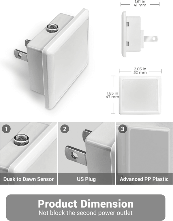 Night Lights Plug into Wall, LED Night Light with Light Sensors[2 Pack], 5000K Bright Night Light for Bathroom,Nightlight Plug in Suitable for Living Room, Adults, Hallway - Image 2