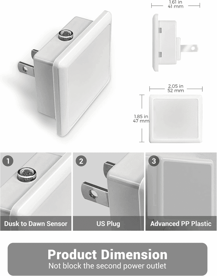 Night Lights Plug into Wall, LED Night Light with Light Sensors[2 Pack], 5000K Bright Night Light for Bathroom,Nightlight Plug in Suitable for Living Room, Adults, Hallway - Image 2