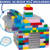 Building Block Bricks - 1000 Pc Bulk Set of Unique Clear Color with 54 Roof Pieces - Great for Activity Tables, Creativity & School Projects - Image 4