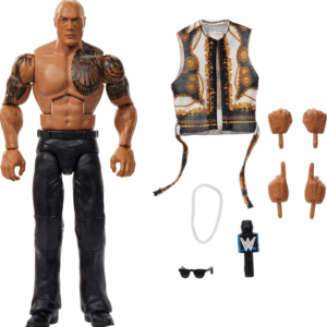 Elite Action Figure & Accessories, Series #115 6-Inch Collectible the Rock with 25 Articulation Points & Swappable Hands