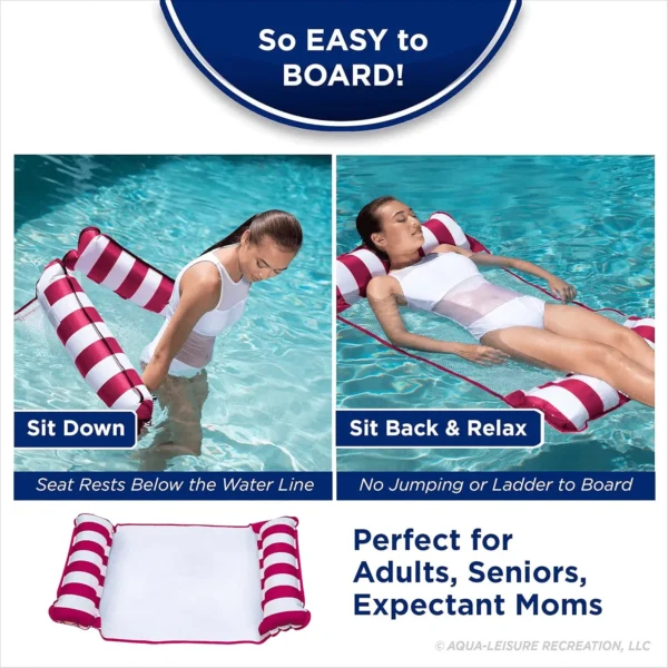 Aqua 4-In-1 Monterey Hammock Pool Float & Water Hammocks – 2-3-4 Multipacks – Multiple Colors/Styles – for Adults and Kids Floating - Image 3