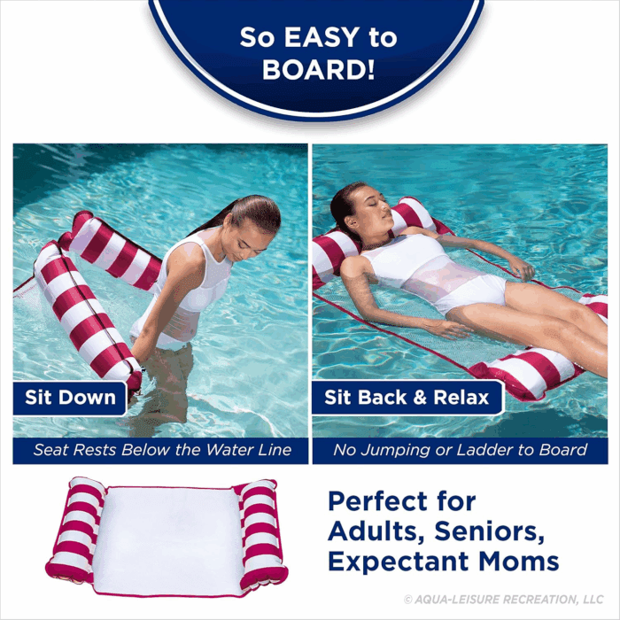Aqua 4-In-1 Monterey Hammock Pool Float & Water Hammocks – 2-3-4 Multipacks – Multiple Colors/Styles – for Adults and Kids Floating - Image 3