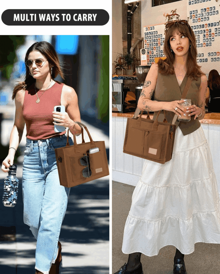 Tote Bags for Women Canvas Tote Purse Crossbody Bags with Pockets Top Handle Shoulder Handbags Satchel Bags for Women - Image 2