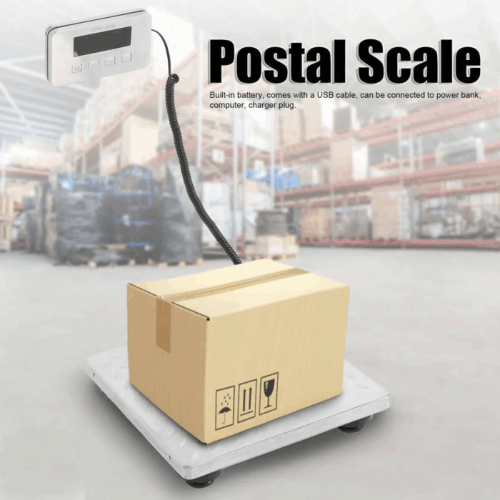440Lbs X 0.1 Oz Digital Shipping Postal Scale Stainless Steel Large Platform Industrial Post Office Bathroom Pet Scale Heavy Duty with Rechargerable Battery - Image 5