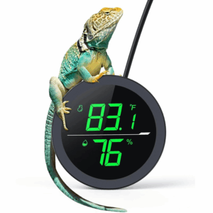 Reptile Tank Thermometer,  LED Digital Reptile Thermometer and Humidity Gauge Hygrometer for Reptile Tank Snake Tank Accessories Pet Rearing Box with 55.2” Cable USB Power Supply- Black