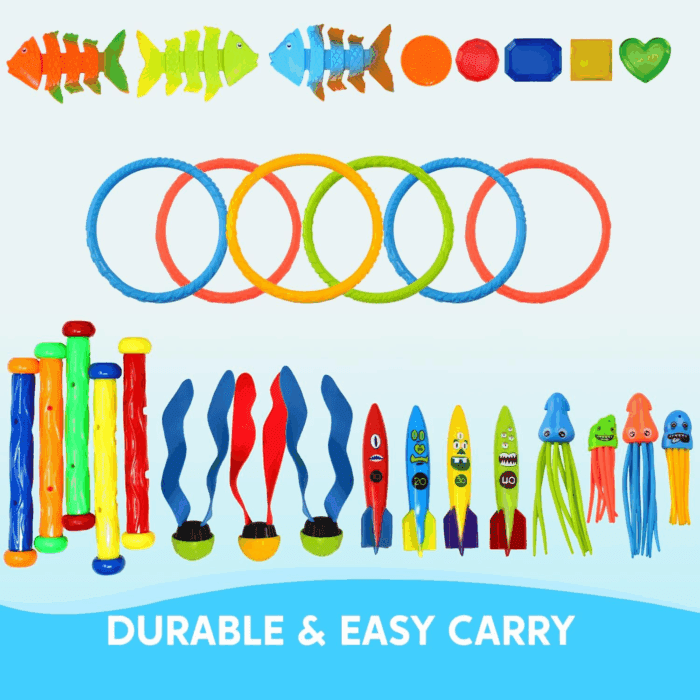 30 Pcs Diving Pool Toys for Kids Ages 3-12 Jumbo Set with Storage Bag Pool Games Summer Swim Water Fishtoys - Image 4