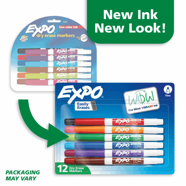 Dry Erase Markers, Fine Tip, Assorted Colors, 12 Count - Image 2