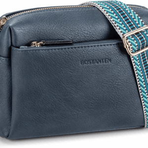 Small Crossbody Purse for Women Triple Zip Cell Phone Leather Handbag with Colored Shoulder Strap
