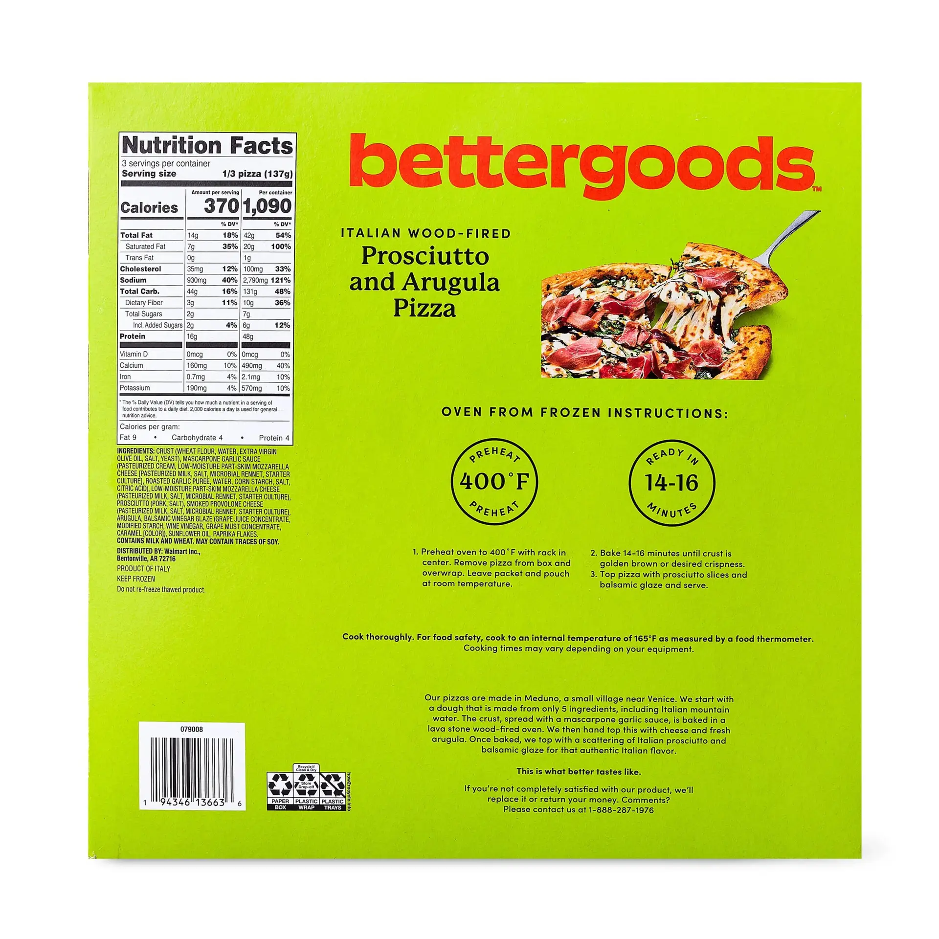 Italian Wood-Fired Prosciutto and Arugula Pizza, 14.46 Oz (Frozen) - Image 6