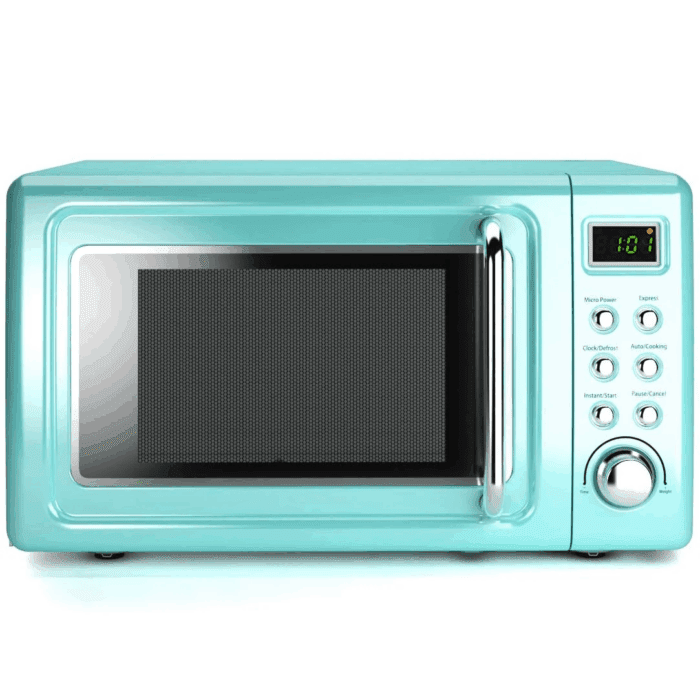0.7Cu.Ft Retro Countertop Microwave Oven 700W LED Display Glass Turntable White - Image 14
