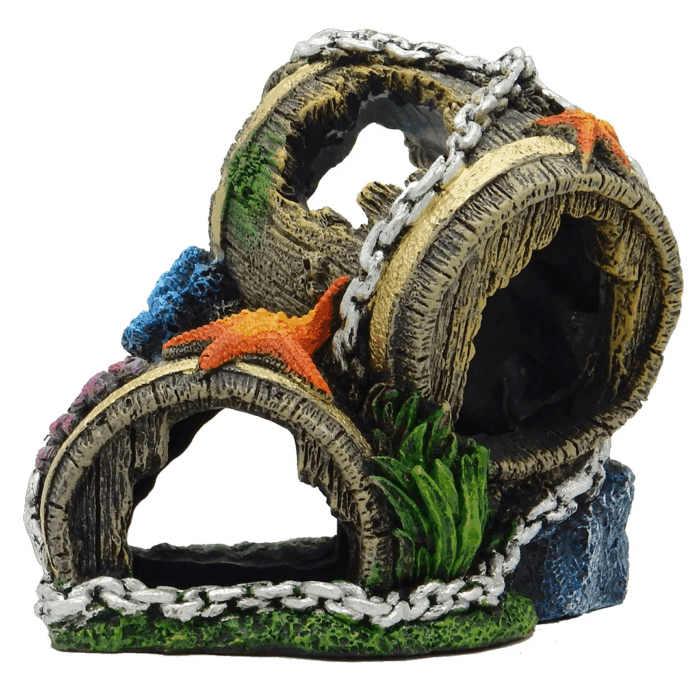 Barrel Aquarium Ornament - Multicolor