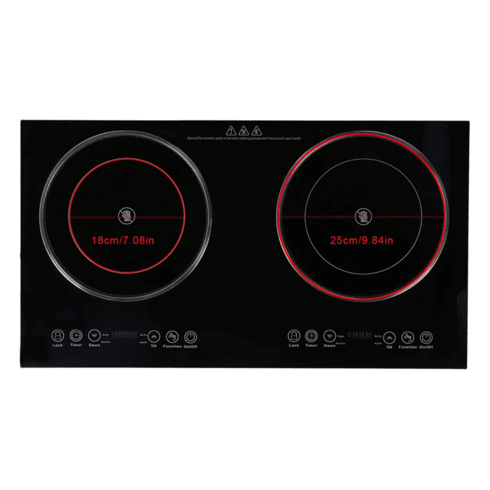Electric Ceramic Cooktop,26.8 Inch 2 Burners Built-In Countertop Burners Cooker,2200W Electric Stove,11 Power Levels, Kids Lock & Timer,Led Touch Control,Overheat - Image 2