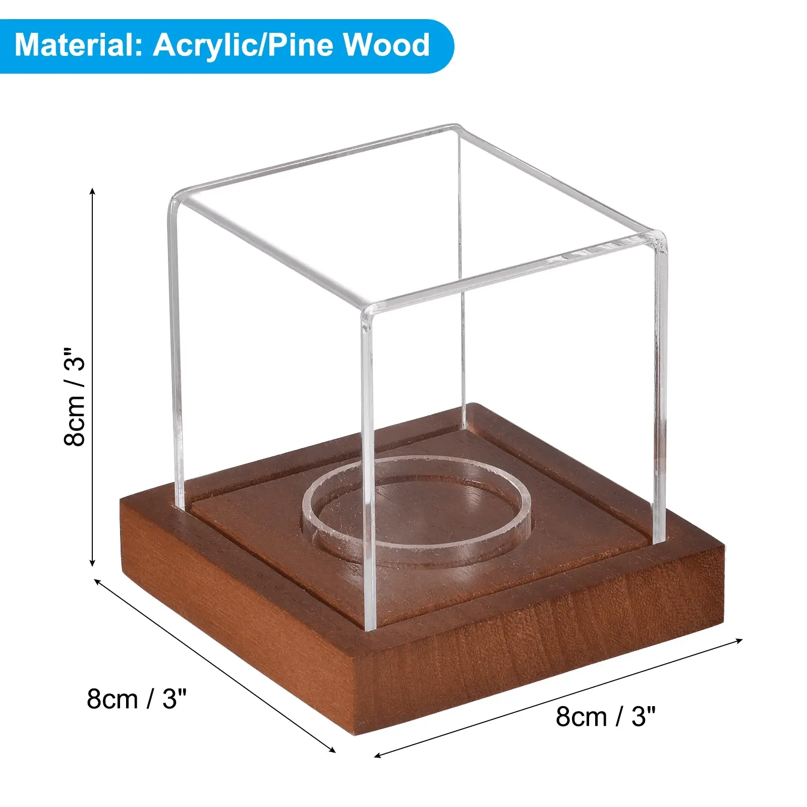 Baseball Display Case with Wooden Base, Acrylic Baseball Holders for Display Memorabilia Ball Pine Wood - Image 2