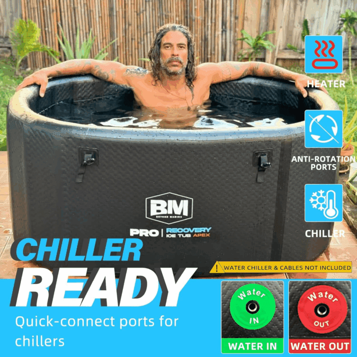 Inflatable Ice Bath Tub for Athletes - Cold Plunge Tub Compatible Water Chiller, Insulated Lid, EVA Groundsheet, Backpack, 115 Gallon, 59" L X 31.5" W X 23.6" H - Image 3