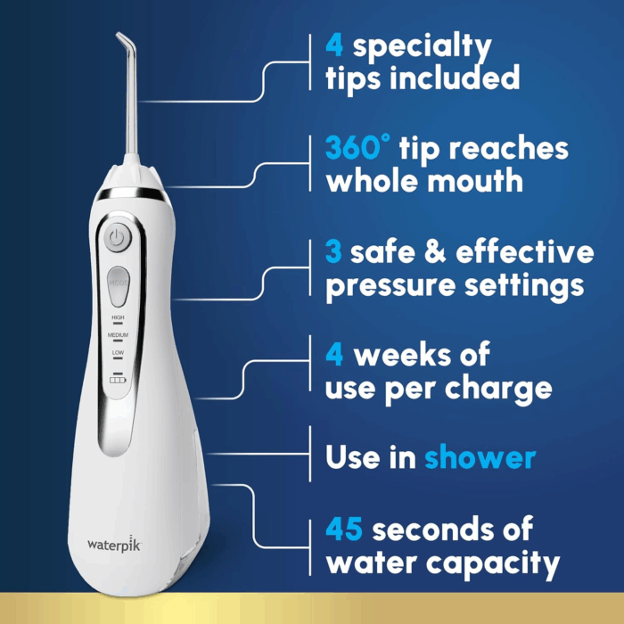 Cordless Advanced 2.0 Water Flosser for Teeth, Gums, Braces, Dental Care with Travel Bag and 4 Tips, ADA Accepted, Rechargeable, Portable, and Waterproof, White WP-580, Packaging May Vary - Image 2