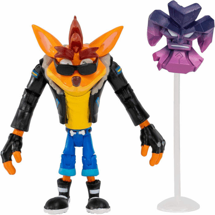 Crash Bandicoot Action Figures Biker Crash with Mask | 11Cm Biker Toy with Mask and Stand Accessories | Collectable Figures as Merchandise and Video Game Gifts