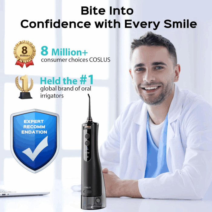 Cordless Water Flosser & Dental Pick for Teeth, Braces, Gums Care - Advanced 10 Pressure Settings for Multiple Users, Rechargeable, Portable for Travel, Bpa-Free, Black, E40(WFP14) - Image 4