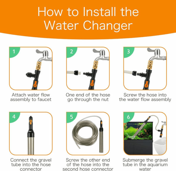 Upgrade Aquarium Water Changer Kit, Semi-Automatic Fish Tank Gravel Cleaner, with 33 FT Water Hose, Flow Control Valve - Image 5