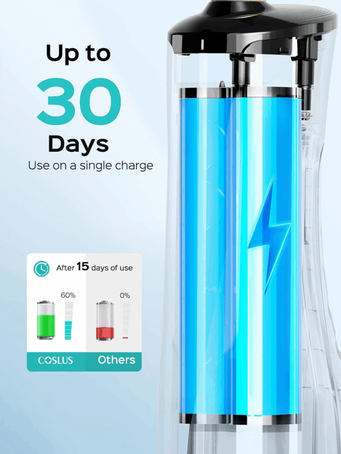 Cordless Water Flosser & Dental Pick for Teeth, Braces, Gums Care - Advanced 10 Pressure Settings for Multiple Users, Rechargeable, Portable for Travel, Bpa-Free, Black, E40(WFP14) - Image 5