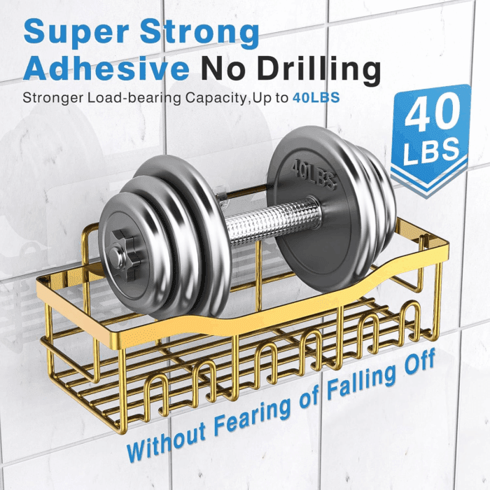 5-Pack Rustproof Stainless Steel Shower Caddy – No Drill Adhesive Bathroom Organizer with Large Capacity, Spacious Shower Shelves for inside Shower, Kitchen & Home Decor Storage - Image 4