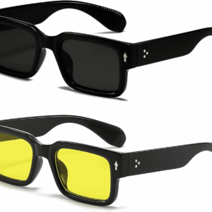 Square Frame Sunglasses for Women Men Trendy Chunky Rectangle Sun Glasses Black Shades UV400 Protection