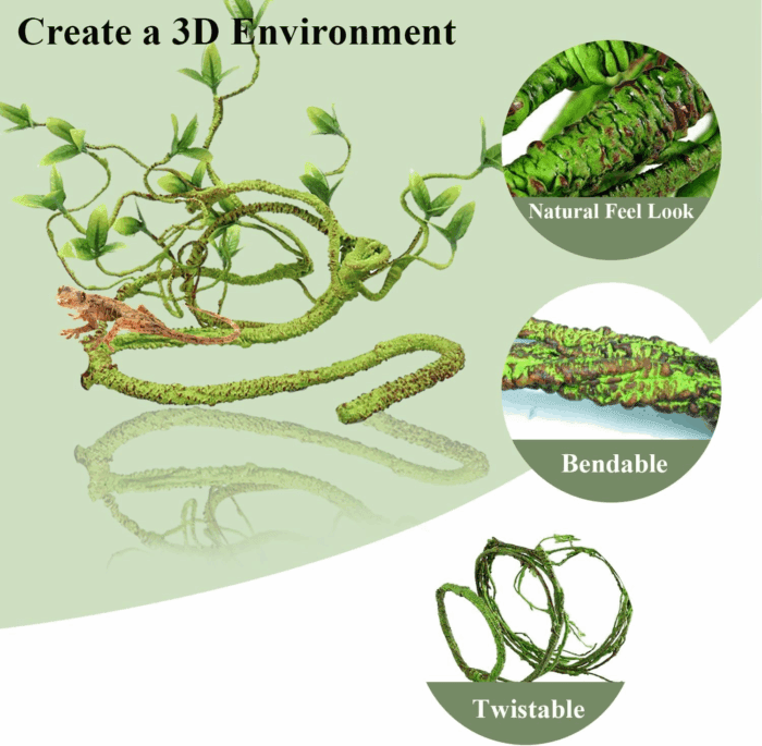 Bearded Dragon Tank Accessories, 10 PCS Reptile Hammock Plants Bridge Jungle Climber Vines for Snakes Bearded Dragon Chameleon Gecko Lizard - Image 4