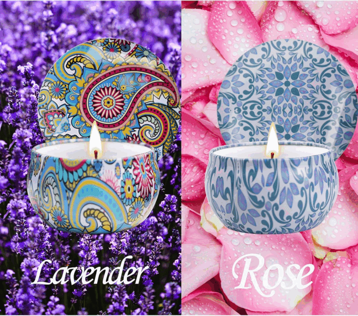 2 Pack Scented Candles, 2.5 Oz Aromatherapy Candles for Home Scented, Natural Soy Candles with Floral Scents, Portable Small Jar Candle Set for Travel, Spa, Bath, Yoga, Home Decor Candle - Image 4