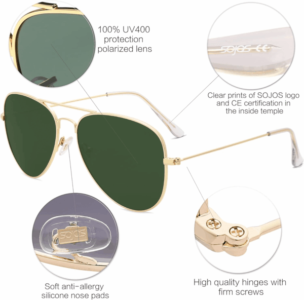 Classic Aviator Polarized Sunglasses for Men Women Vintage Retro Style - Image 4