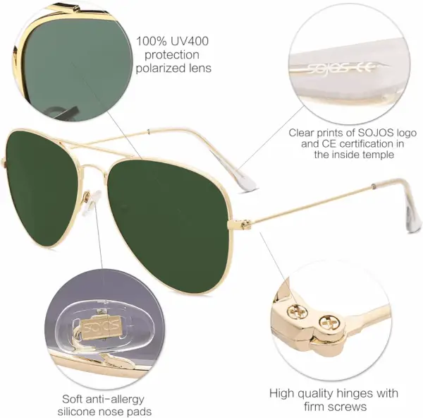 Classic Aviator Polarized Sunglasses for Men Women Vintage Retro Style - Image 4
