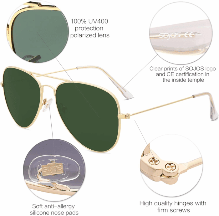 Classic Aviator Polarized Sunglasses for Men Women Vintage Retro Style - Image 4